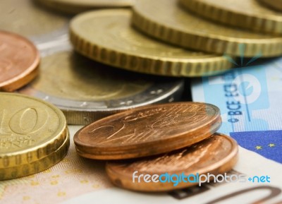 Euros Cash And Coins Stock Photo