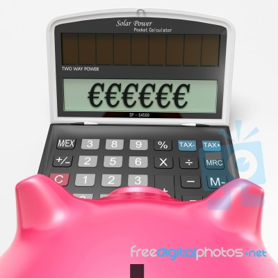 Euros In Calculator Shows Finance In Europe Stock Image