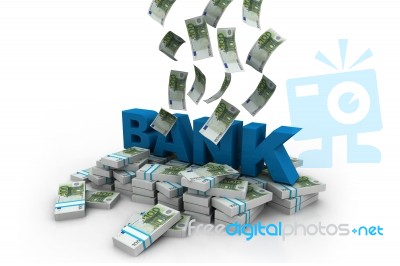 Euros With  Bank Stock Image