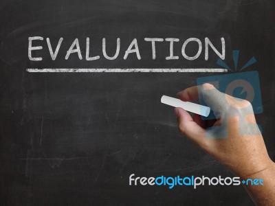 Evaluation Blackboard Means Judgement Interpretation And Opinion… Stock Image
