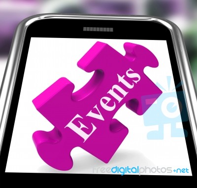 Events Smartphone Shows Calendar And What's On Stock Image