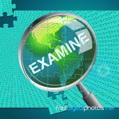 Examine Magnifier Represents Check Up And Checking Stock Image