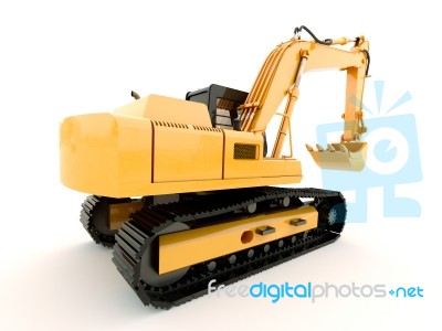 Excavator Isolated With Light Shadow Stock Image