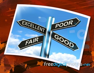 Excellent Poor Fair Good Sign Means Performance Review Stock Image