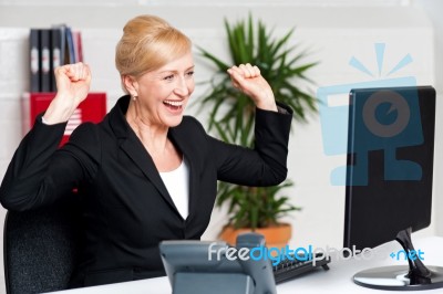 Excited Corporate Lady Stock Photo