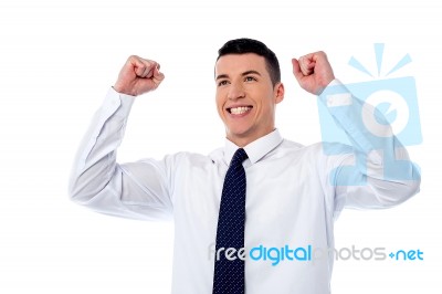 Excited Young Handsome Man Stock Photo