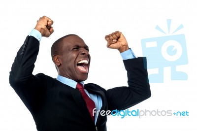 Excited Young Male Executive Stock Photo