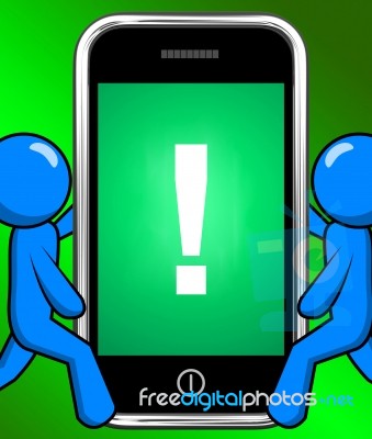 Exclamation Mark On Phone Displays Attention Warning Stock Image
