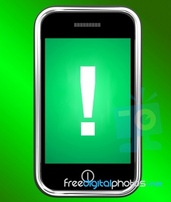 Exclamation Mark On Phone Shows Attention Warning Stock Image