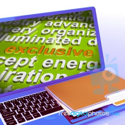 Exclusive Word Cloud Laptop Shows Limited Unique And Rare Produc… Stock Image