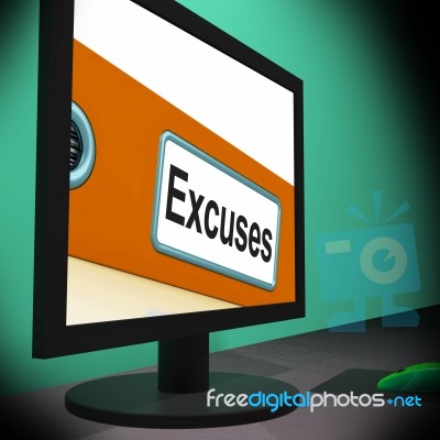 Excuses On Monitor Shows Reasons Stock Image