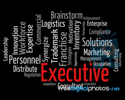 Executive Word Indicates Director General And Chairwoman Stock Image