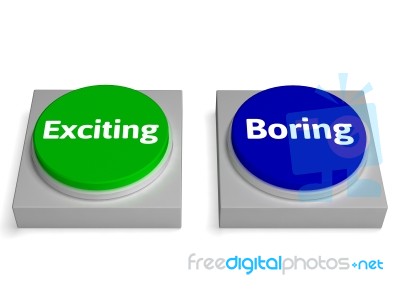 Exiting Boring Buttons Shows Excitement Or Boredom Stock Image