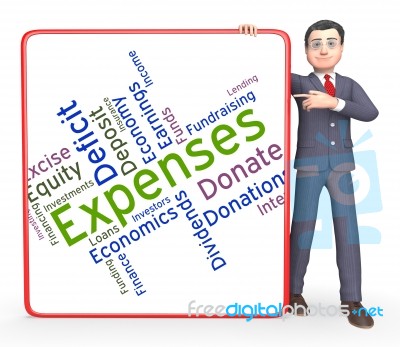 Expenses Word Represents Outgoing Outlays And Budgeting Stock Image