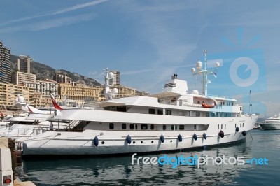 Expensive Yacht In Monte Carlo Harbour Stock Photo