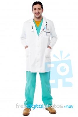 Experienced Doctor, Full Length Portrait Stock Photo