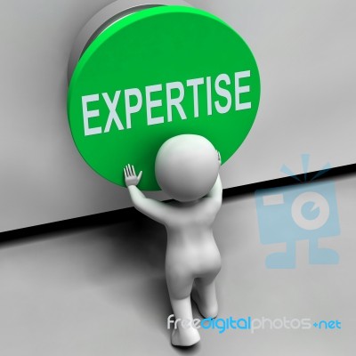Expertise Button Means Skilled Specialist And Proficiency Stock Image