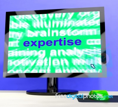 Expertise Word On Computer Showing Skills And Knowledge Stock Image