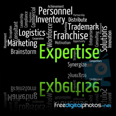 Expertise Word Shows Educated Proficiency And Wordclouds Stock Image