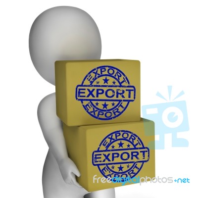 Export  Boxes Show Exporting Goods And Merchandise Stock Image