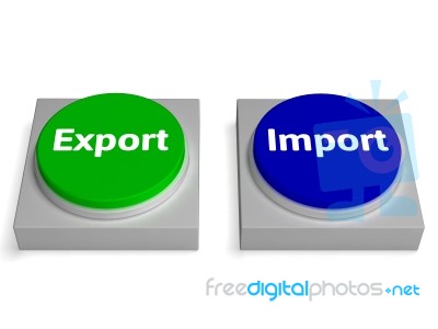 Export Import Buttons Shows Exported Or Imported Stock Image