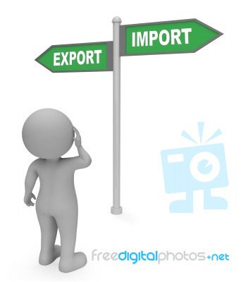 Export Import Sign Shows Trading Abroad 3d Rendering Stock Image