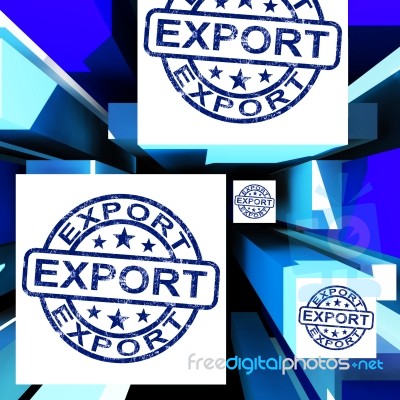 Export On Cubes Showing Worldwide Shipping Stock Image