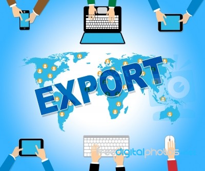 Export Online Means Sell Overseas And Exports Stock Image