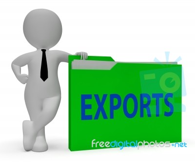 Exports Folder Indicates Sell Abroad 3d Rendering Stock Image