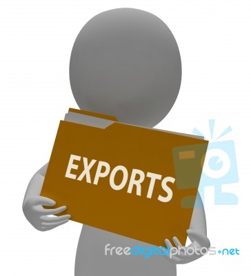 Exports Folder Shows International Selling 3d Rendering Stock Image