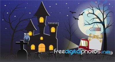 Express Delivery Truck Cartoon Gradient Style On Halloween Concept Stock Image
