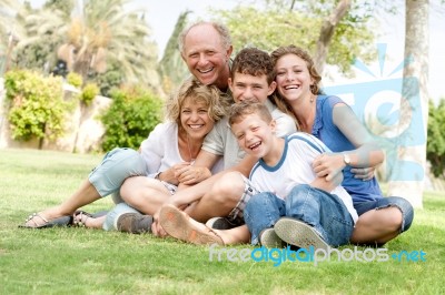 Extended Group Portrait Of Family Stock Photo