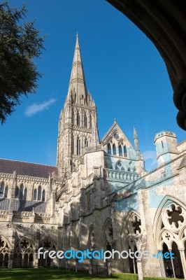 Exterior View Of Salisbury Cathedral Stock Photo