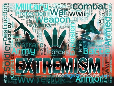 Extremism Words Indicates Radicalism Fundamentalism And Terroris… Stock Image