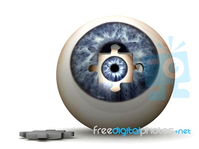Eye In Eye with puzzle Stock Image
