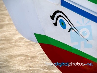 Eye Symbol On A Spanish Fishing Boat At La Cala De Mijas Stock Photo Eye Symbol On A Spanish Fishing Boat At La Cala De Mijas Stock Photo