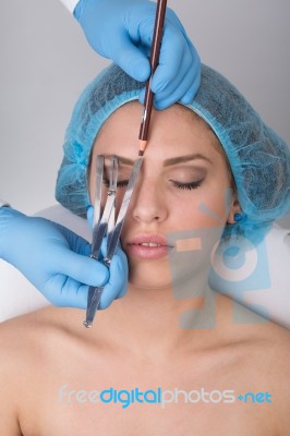 Eyebrow Tattoo Stock Photo
