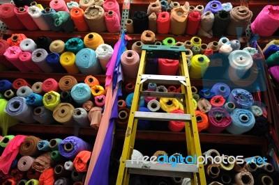 Fabric Textile Rolls Stock Photo