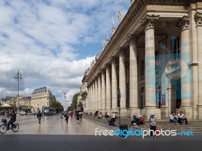 Facade Of The Grand Theatre In Bordeaux Stock Photo