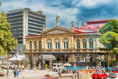 Facade Of The National Theatre Of Costa Rica In The Center Of Sa… Stock Photo