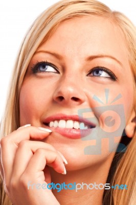Face Of A Blonde Girl Stock Photo