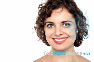 Face Of A Joyous Young Female Stock Photo