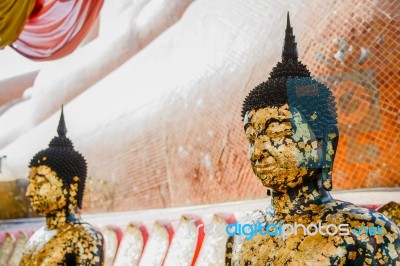Face Of Buddha Statue For Buddhism Religion Stock Photo