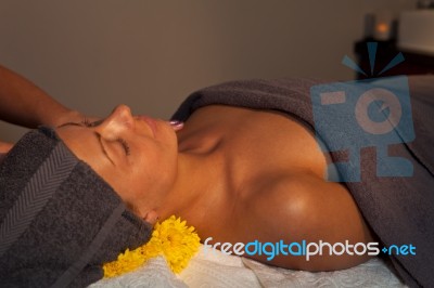 Facial Massage At Spa Salon Stock Photo