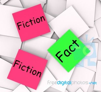 Fact Fiction Post-it Notes Mean Correct Or Falsehood Stock Image