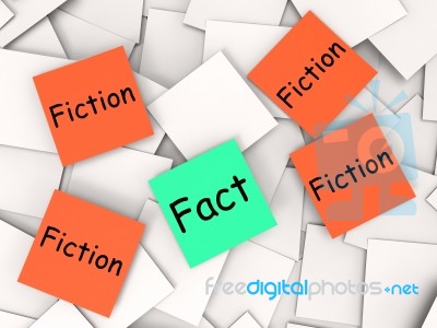 Fact Fiction Post-it Notes Mean Truth Or Myth Stock Image