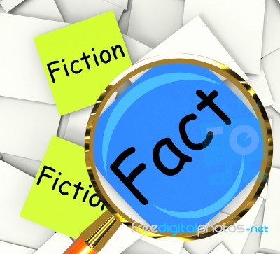 Fact Fiction Post-it Papers Mean Correct Or Falsehood Stock Image
