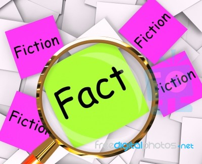 Fact Fiction Post-it Papers Mean Truth Or Myth Stock Image