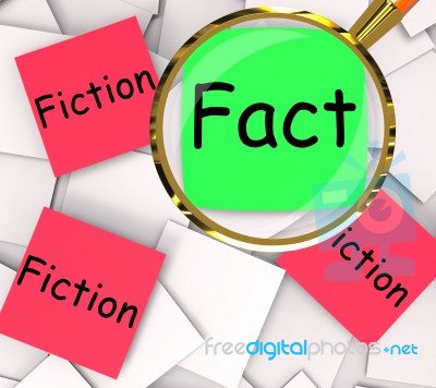 Fact Fiction Post-it Papers Show Factual Or Untrue Stock Image