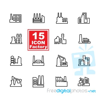 Factory Icon Set On White Background Stock Image